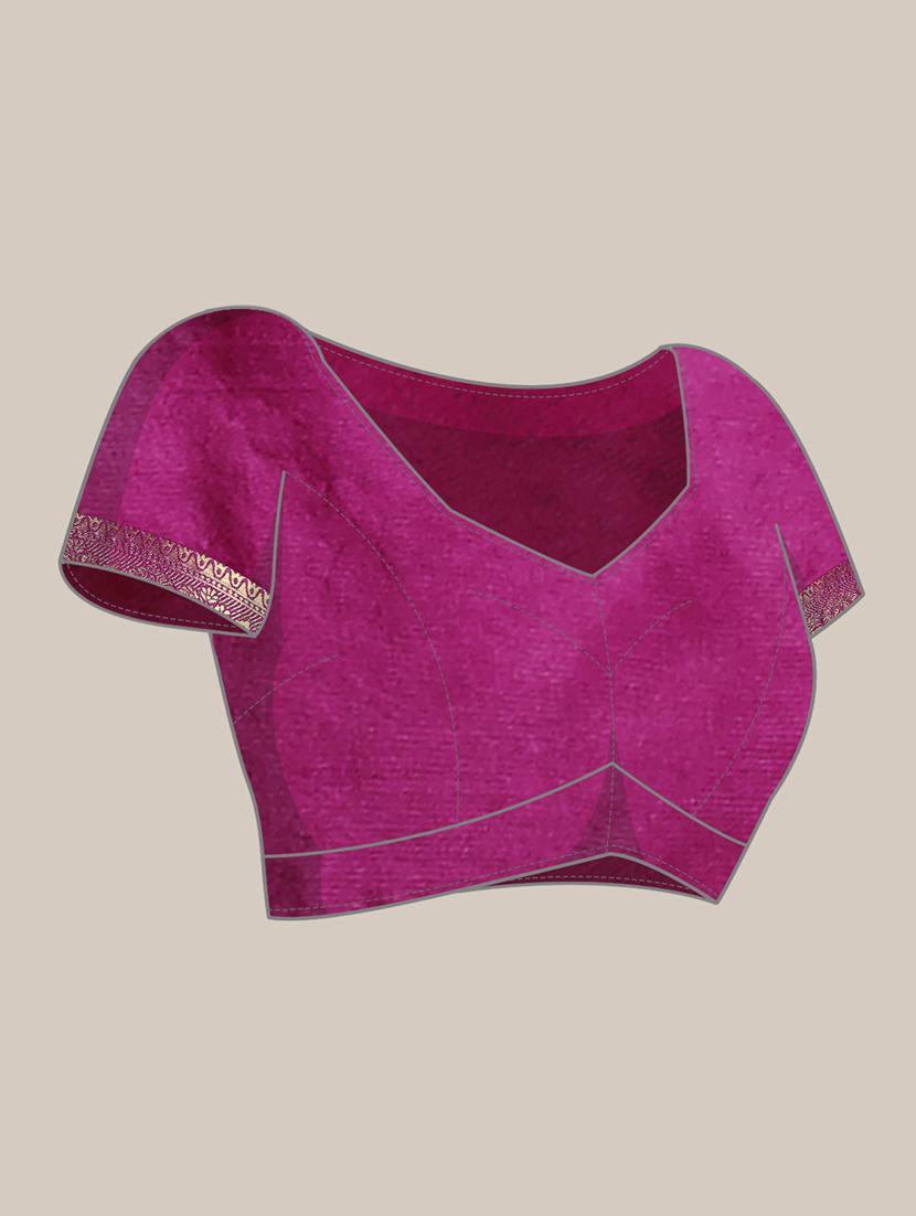 pink woven saree with blouse - 19954332 - Standard Image - 3
