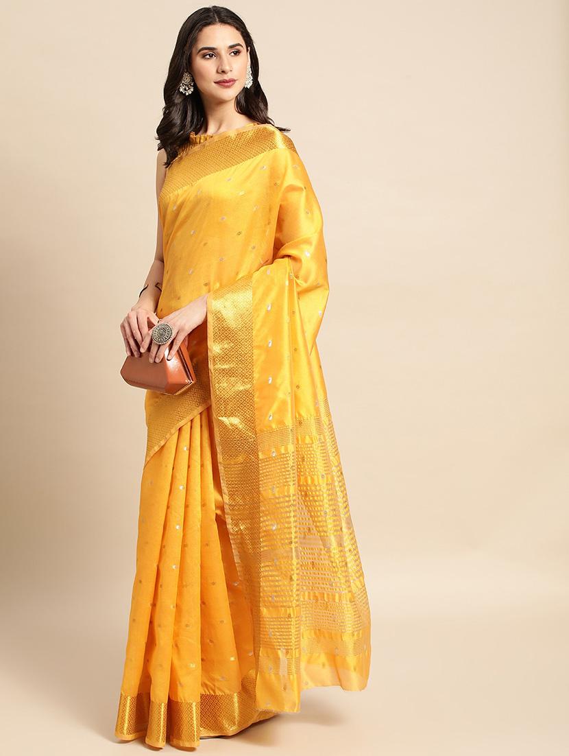yellow fusion saree with blouse - 19954336 -  Zoom Image - 0