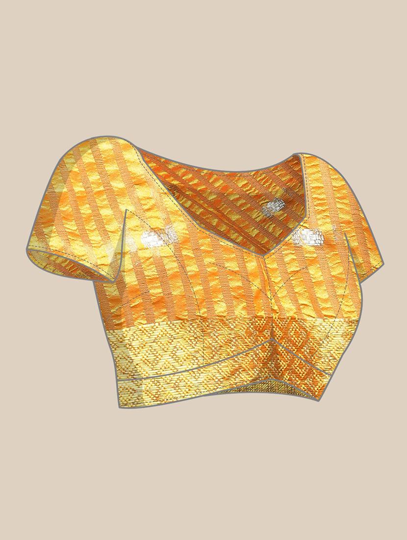 yellow fusion saree with blouse - 19954336 - Standard Image - 3