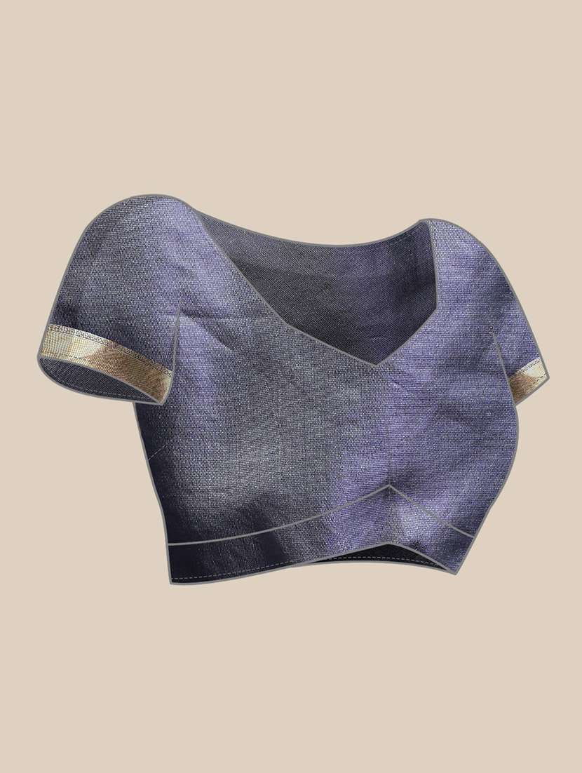 women's self design light blue colored saree with blouse - 19954341 -  Standard Image - 3