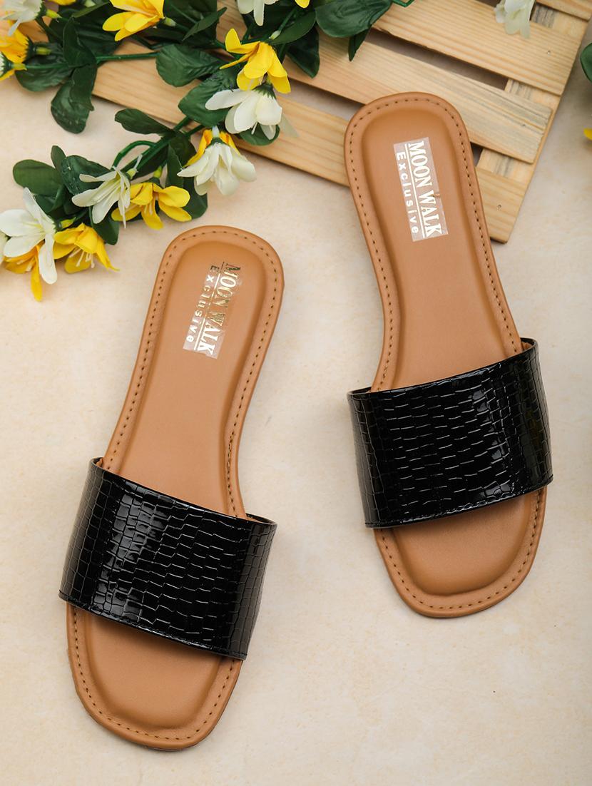 black synthetic slip on sandal - 19954553 -  Zoom Image - 0