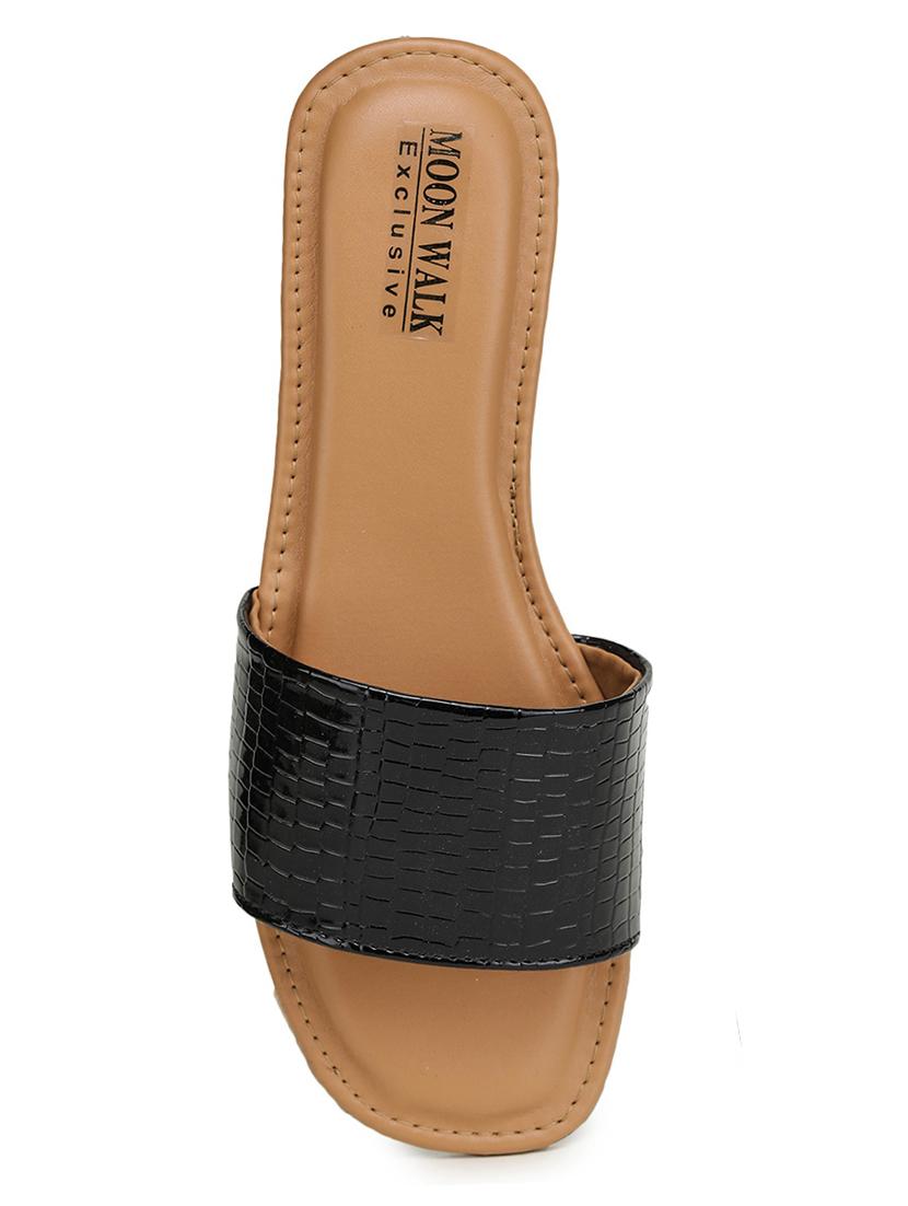 black synthetic slip on sandal - 19954553 - Standard Image - 3
