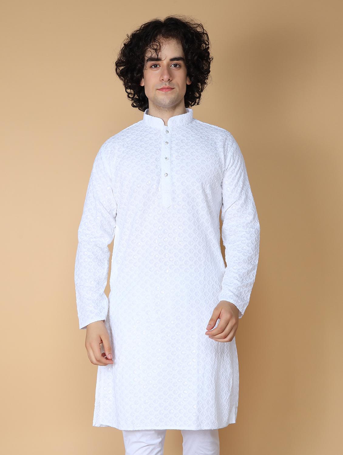 men's embroidered cotton kurta - 19954963 - Zoom Image - 0