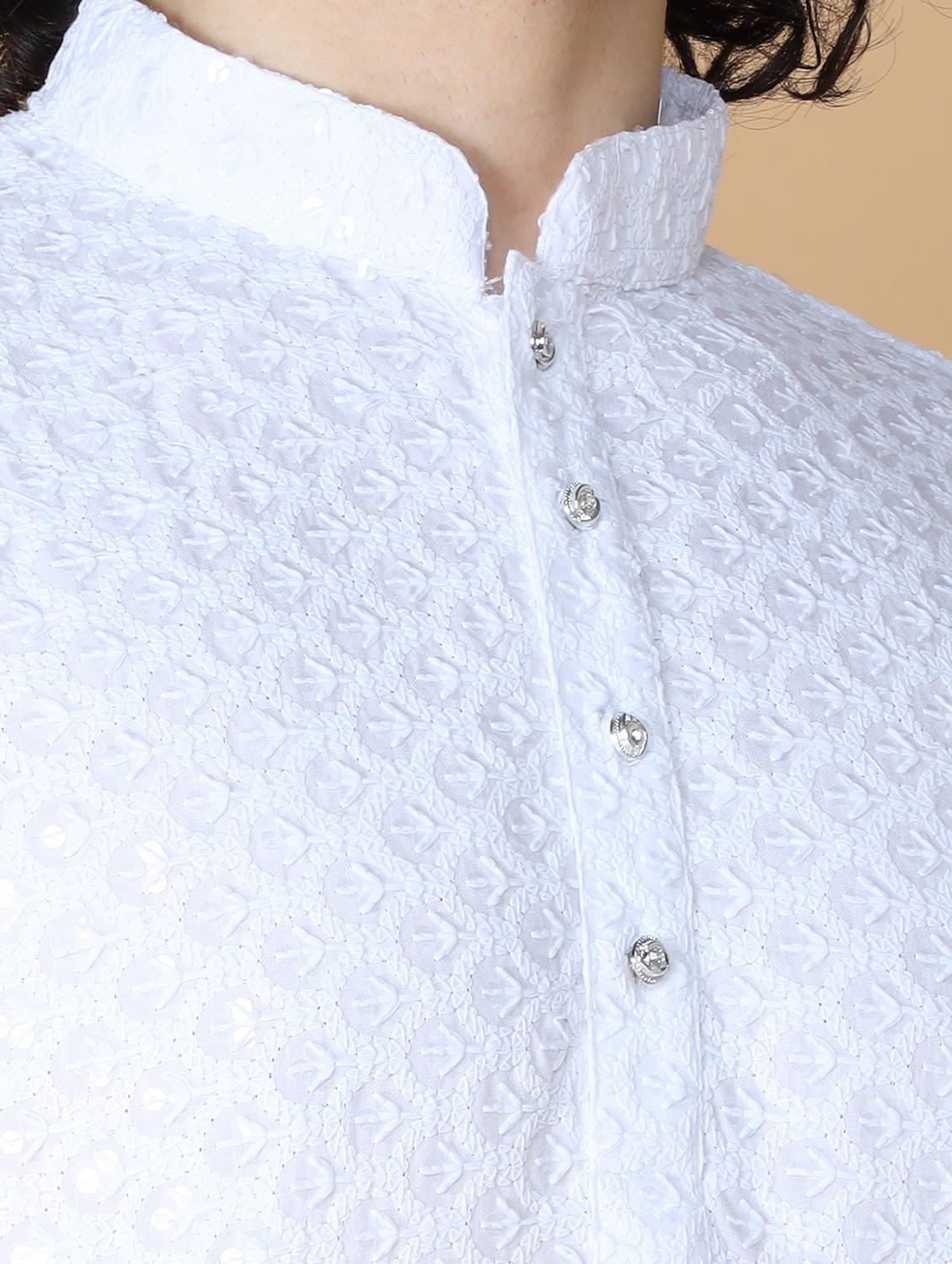 men's embroidered cotton kurta - 19954963 - Standard Image - 5