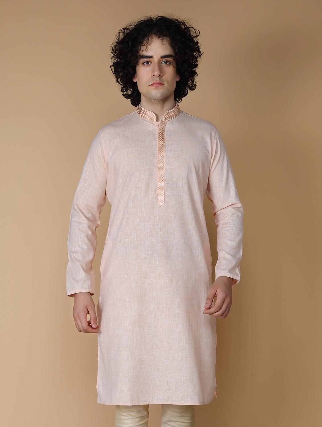 men's embroidered cotton kurta - 19954968 - Zoom Image - 0