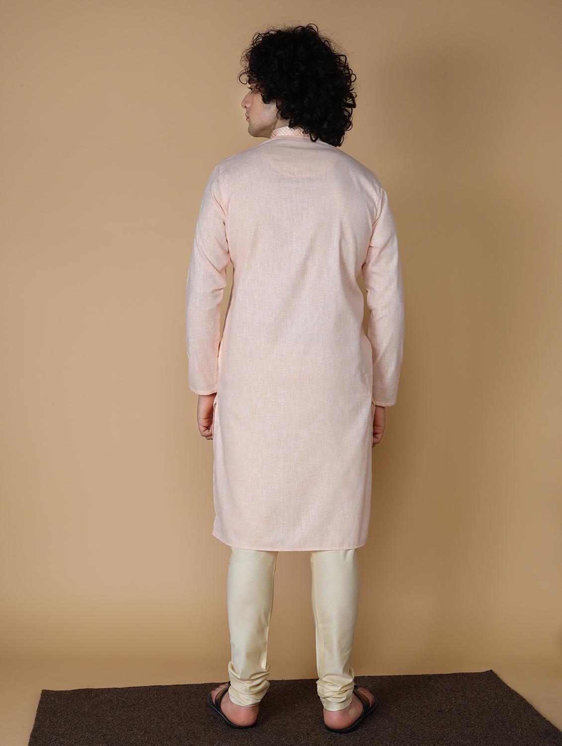 men's embroidered cotton kurta - 19954968 - Standard Image - 3