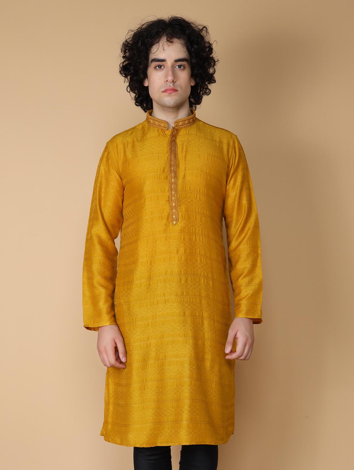 men's embroidered cotton kurta - 19954978 - Zoom Image - 0