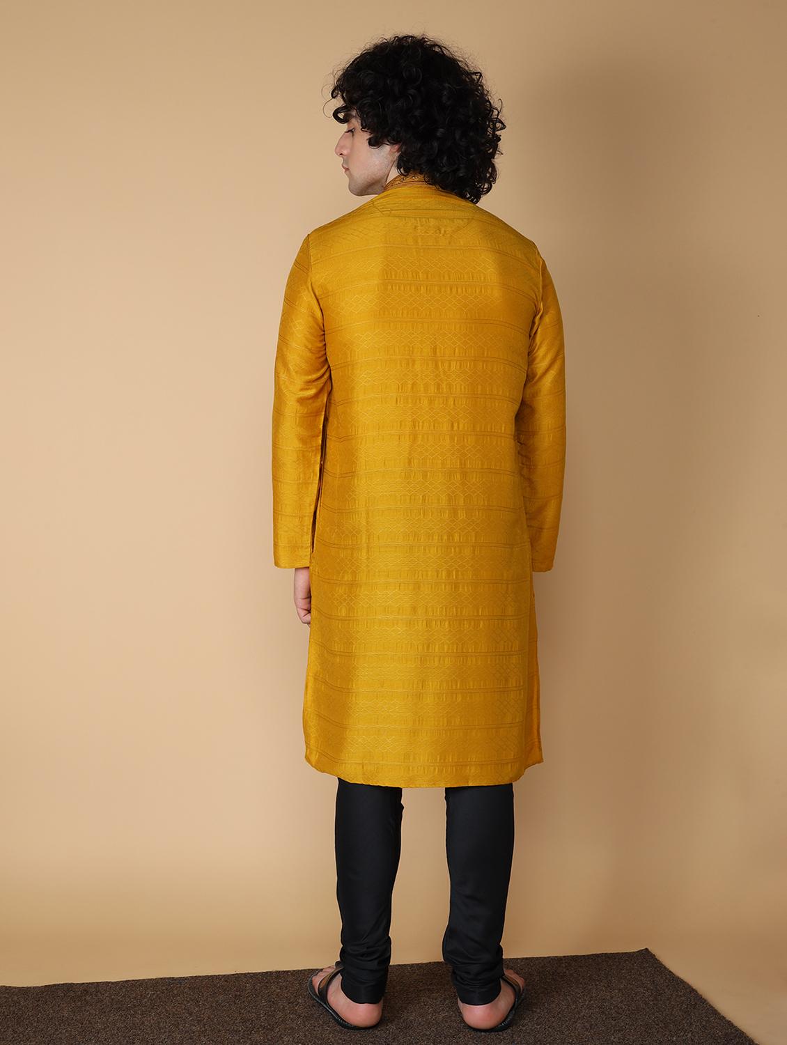 men's embroidered cotton kurta - 19954978 - Standard Image - 3