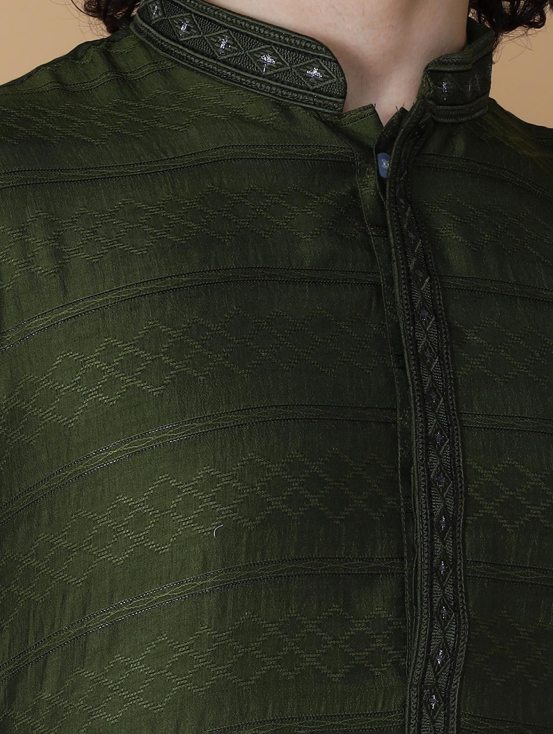 men's embroidered cotton kurta - 19954979 - Standard Image - 5