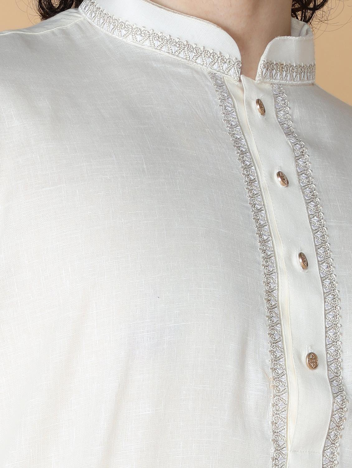 men's embroidered cotton kurta - 19954987 - Standard Image - 5