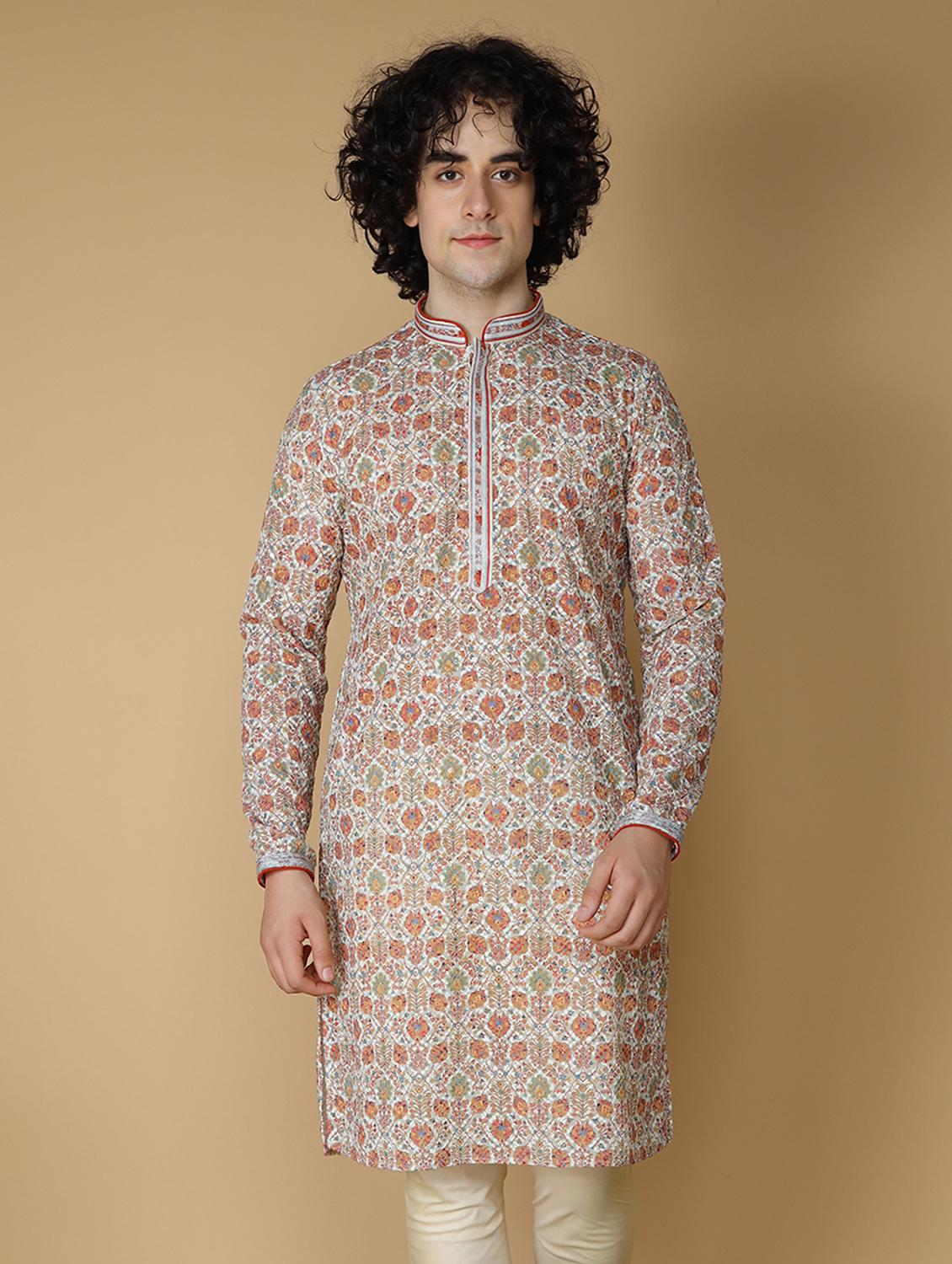men's printed cotton kurta - 19955021 - Zoom Image - 0