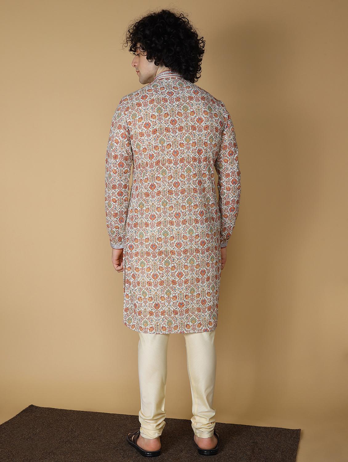 men's printed cotton kurta - 19955021 - Standard Image - 3