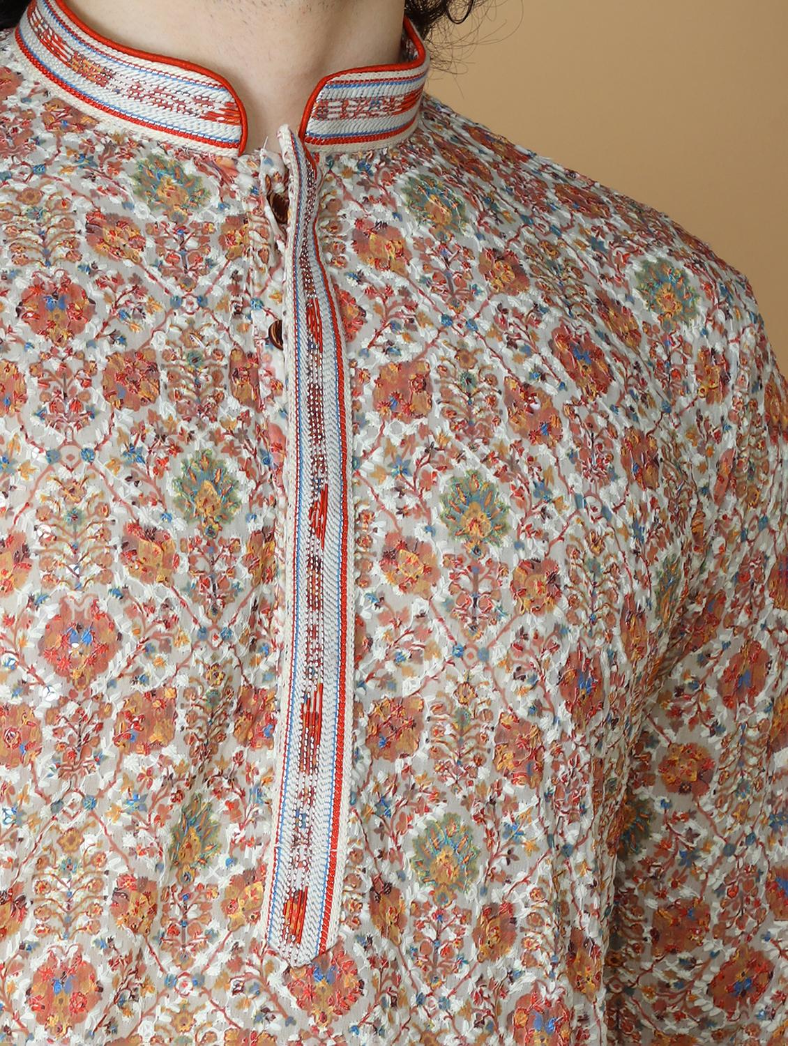 men's printed cotton kurta - 19955021 - Standard Image - 5