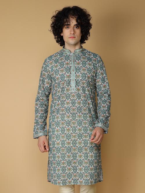 men's embroidered cotton kurta - 19955024 -  Standard Image - 0