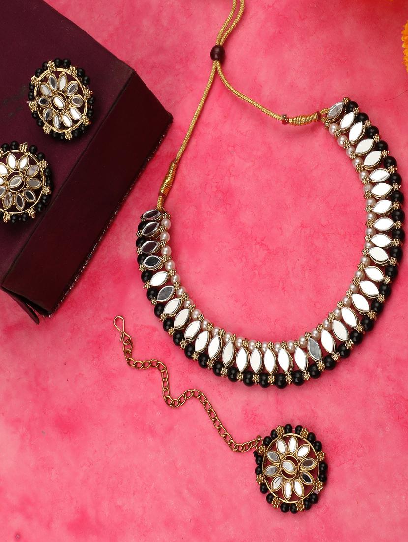 black gold plated necklace and earring combo - 19955248 - Zoom Image - 0
