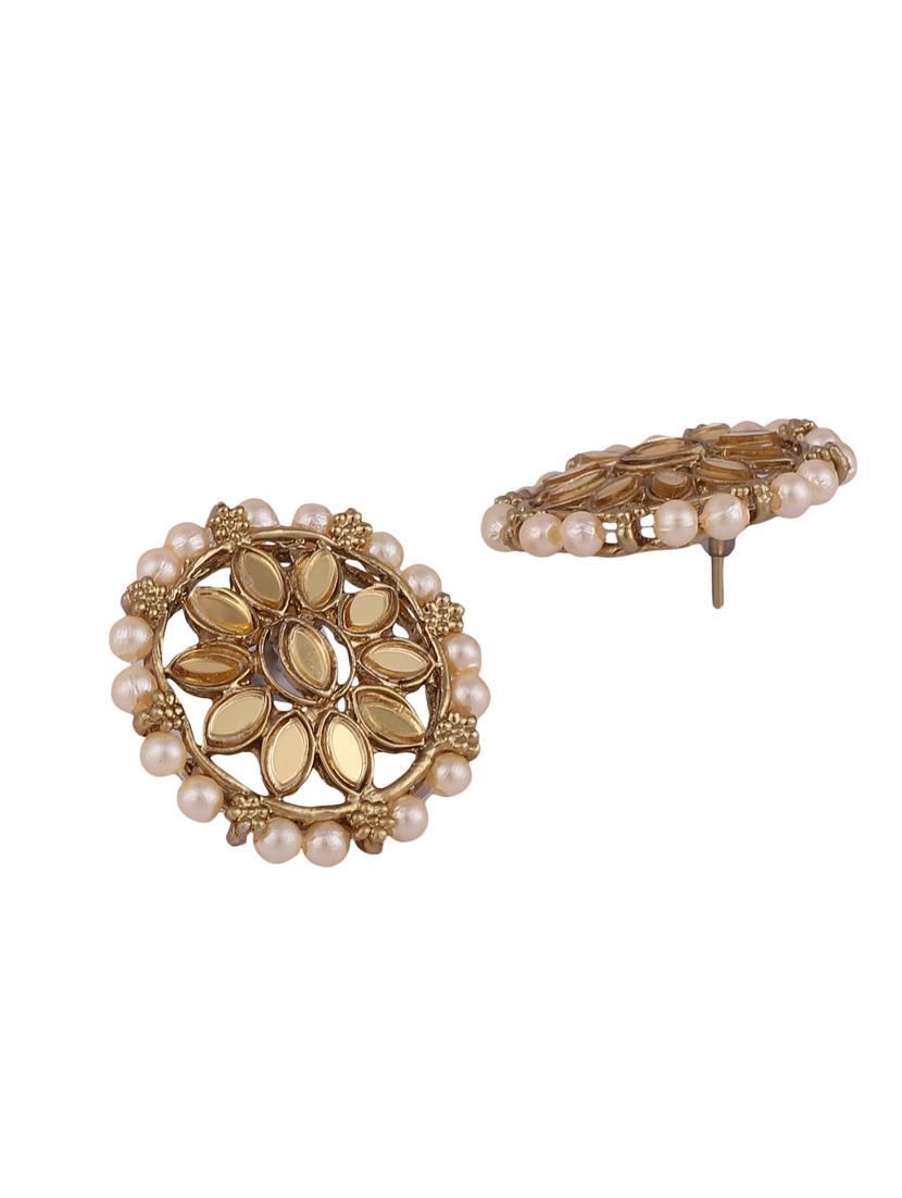 zaffrecollections stylish mirror and gold pearl choker set with maang tikka for women and girls - 19955250 - Standard Image - 3