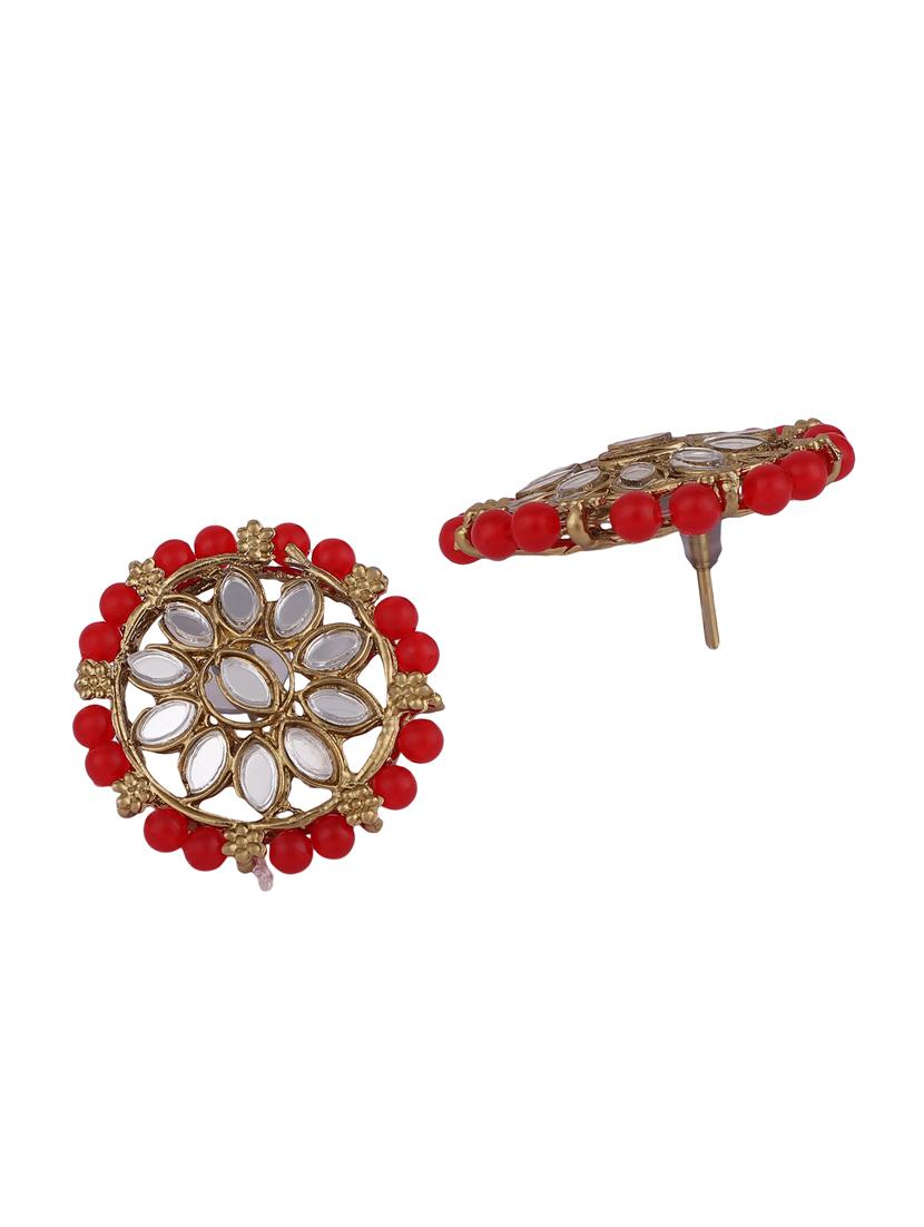 zaffrecollections stylish mirror and red pearl choker set with maang tikka for women and girls - 19955252 - Standard Image - 3