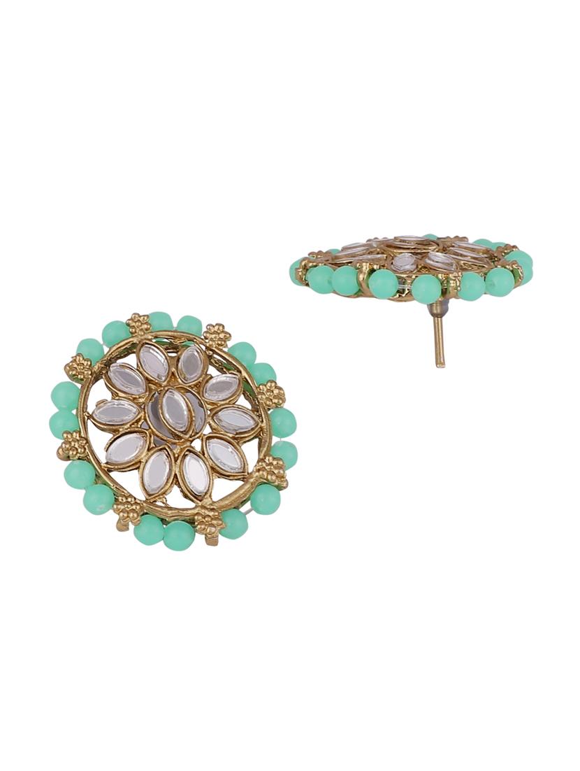 zaffrecollections stylish mirror and sea green pearl choker set with maang tikka for women and girls - 19955253 - Standard Image - 3