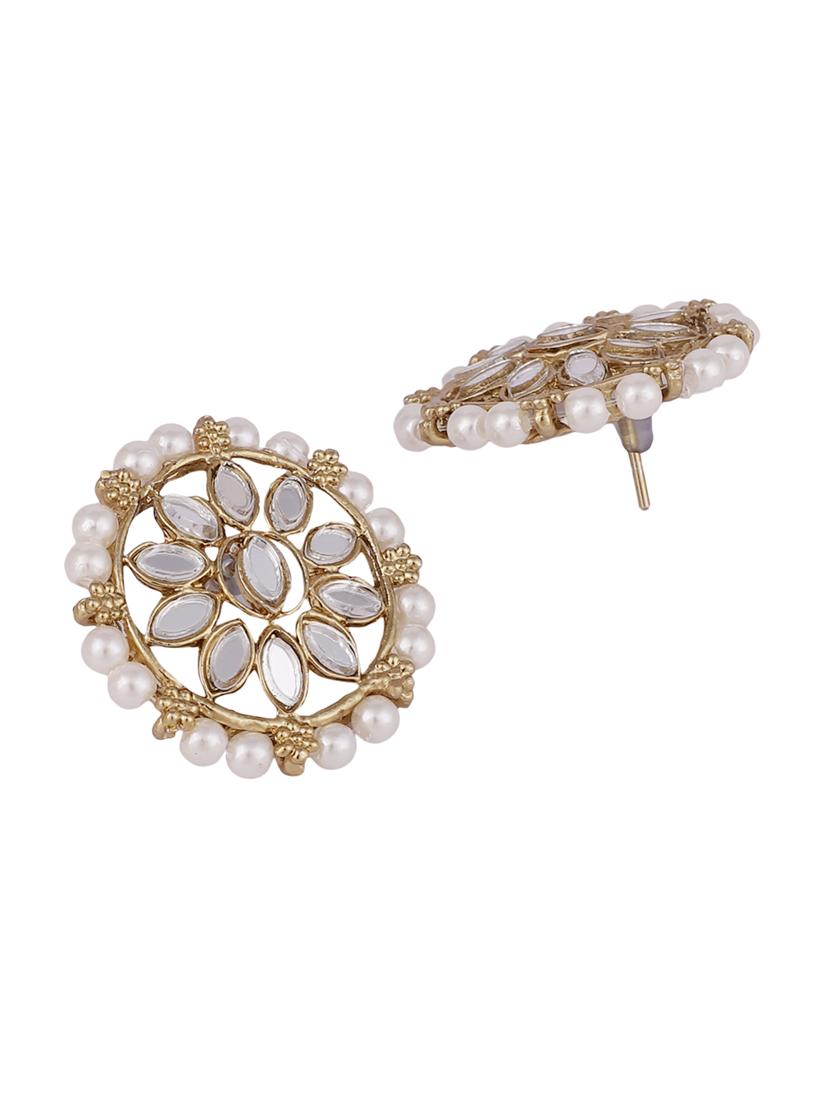 zaffrecollections stylish mirror and white pearl choker set with maang tikka for women and girls - 19955254 - Standard Image - 3