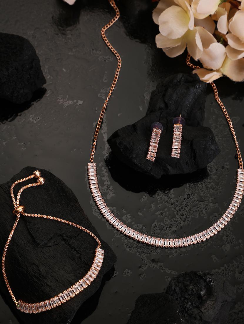 zaffrecollections ad rose gold necklace set with bracelet for girls and women - 19955280 - Zoom Image - 0