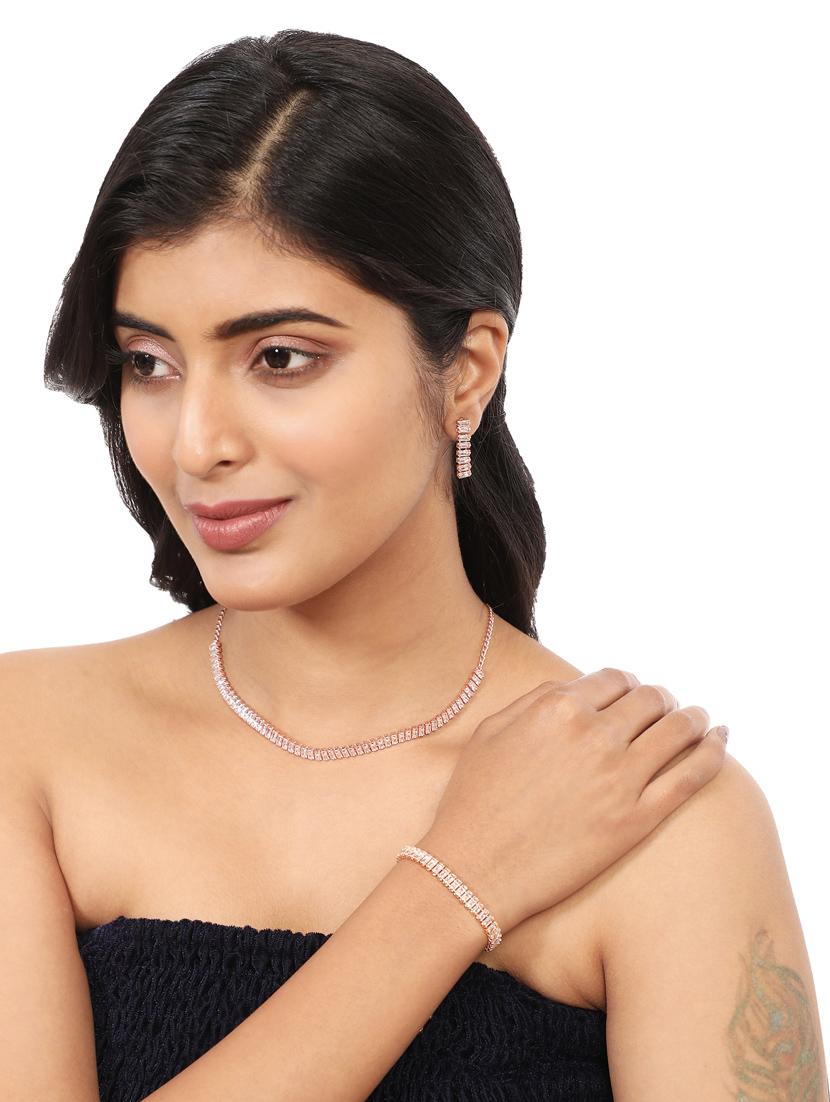 zaffrecollections ad rose gold necklace set with bracelet for girls and women - 19955280 - Standard Image - 5