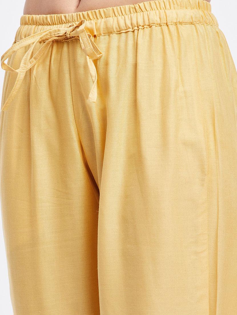 beige solid straight palazzo - 19955286 - Standard Image - 5