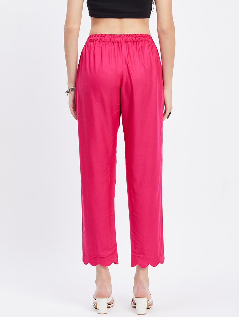 pink solids straight palazzo - 19955290 - Standard Image - 3