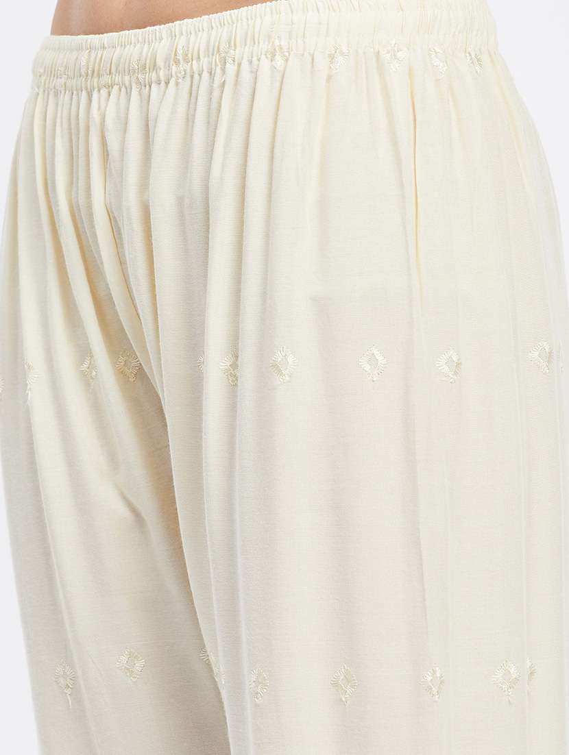 off-white embroidered straight palazzo - 19955295 - Standard Image - 5