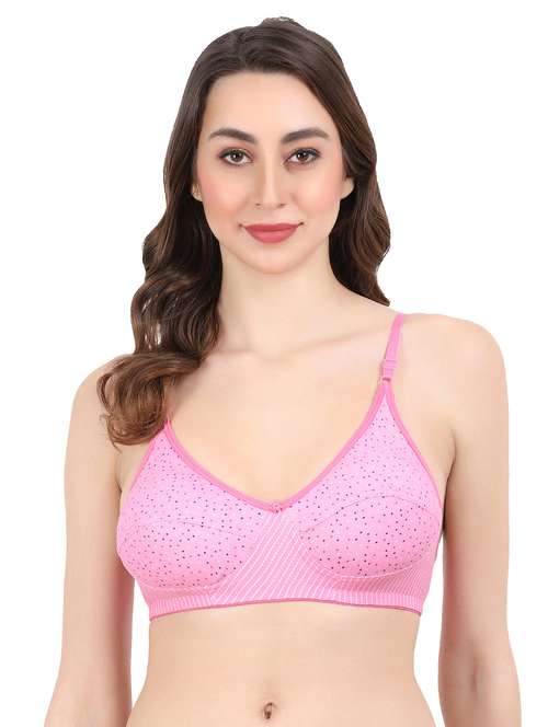 pink cotton regular bra - 19955299 - Standard Image - 0