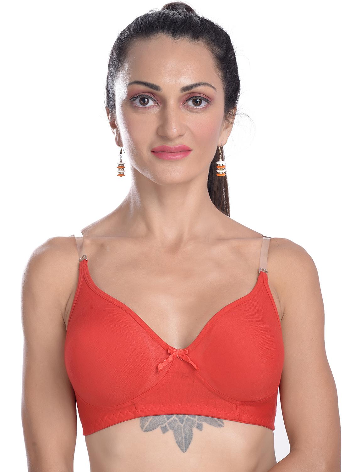 red cotton regular bra - 19955306 -  Zoom Image - 0