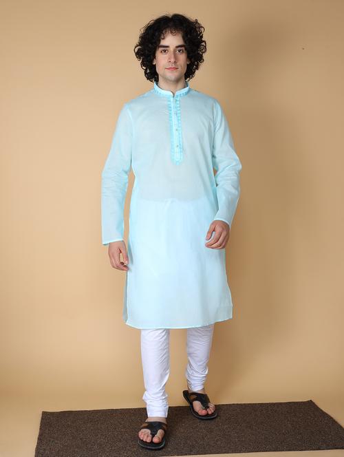 sky blue embroidered kurta pyjama set - 19955343 -  Standard Image - 0