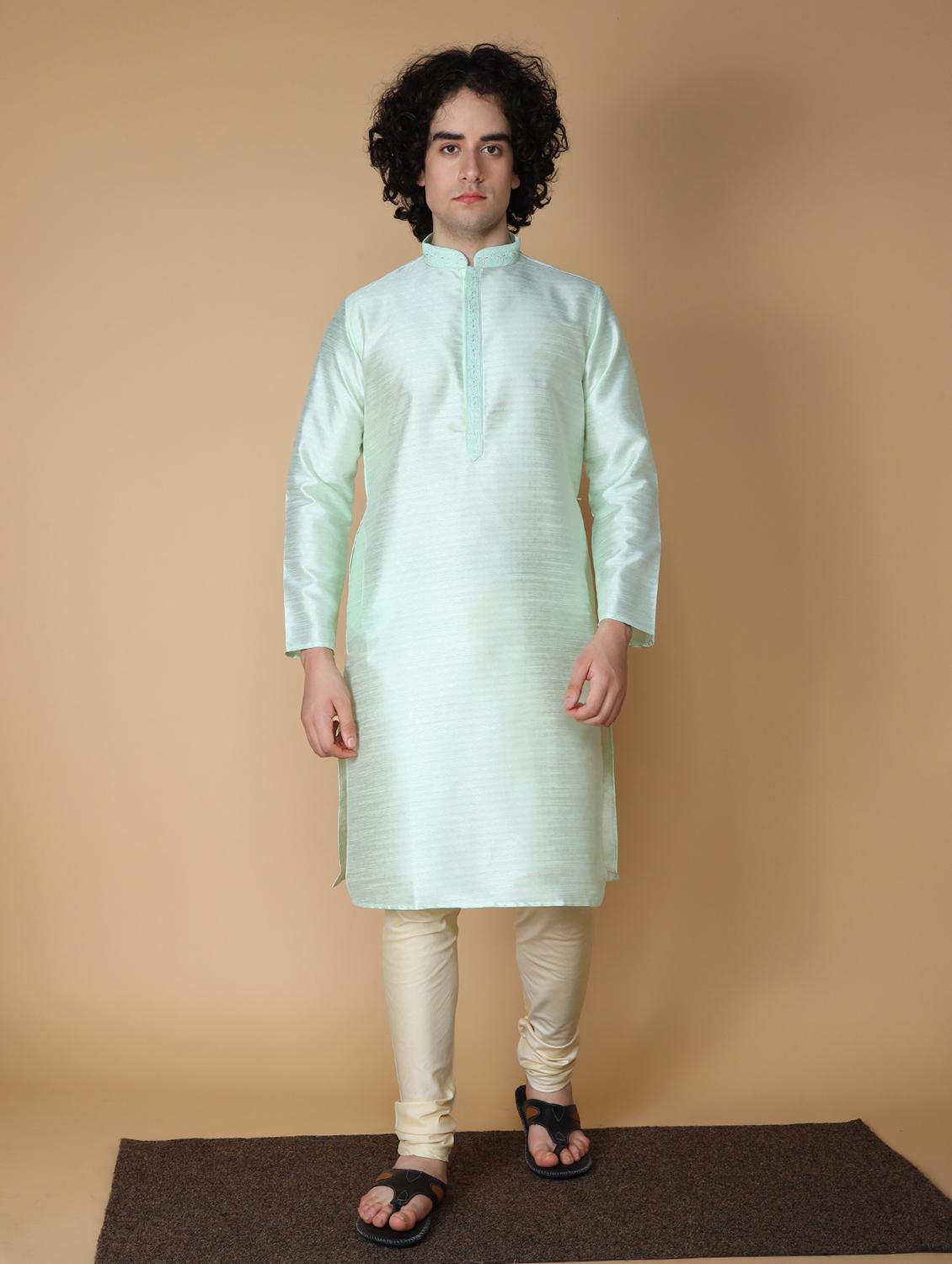 light green embroidered kurta pyjama set - 19955353 - Zoom Image - 0