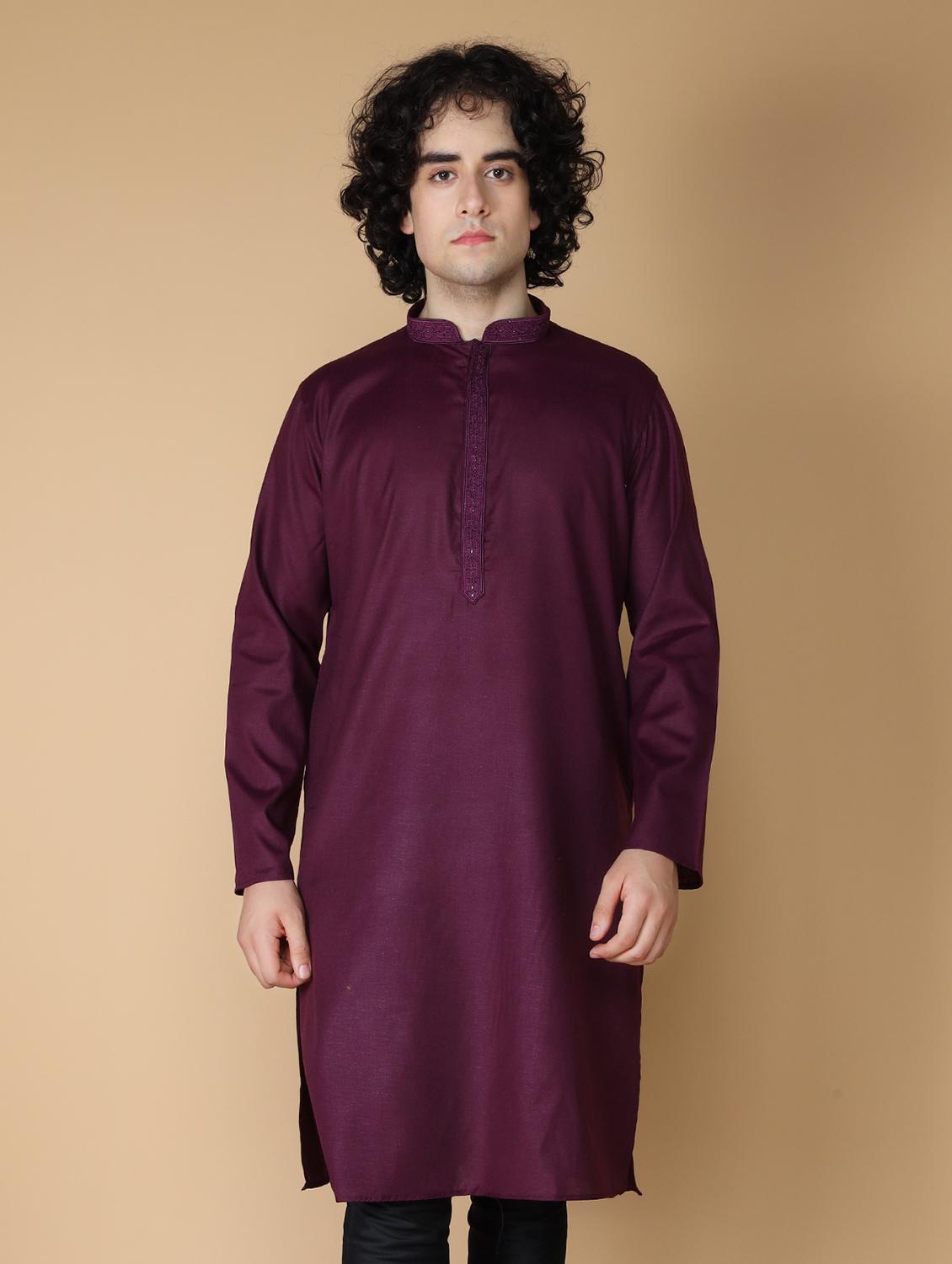 purple embroidered kurta pyjama set - 19955354 - Standard Image - 3