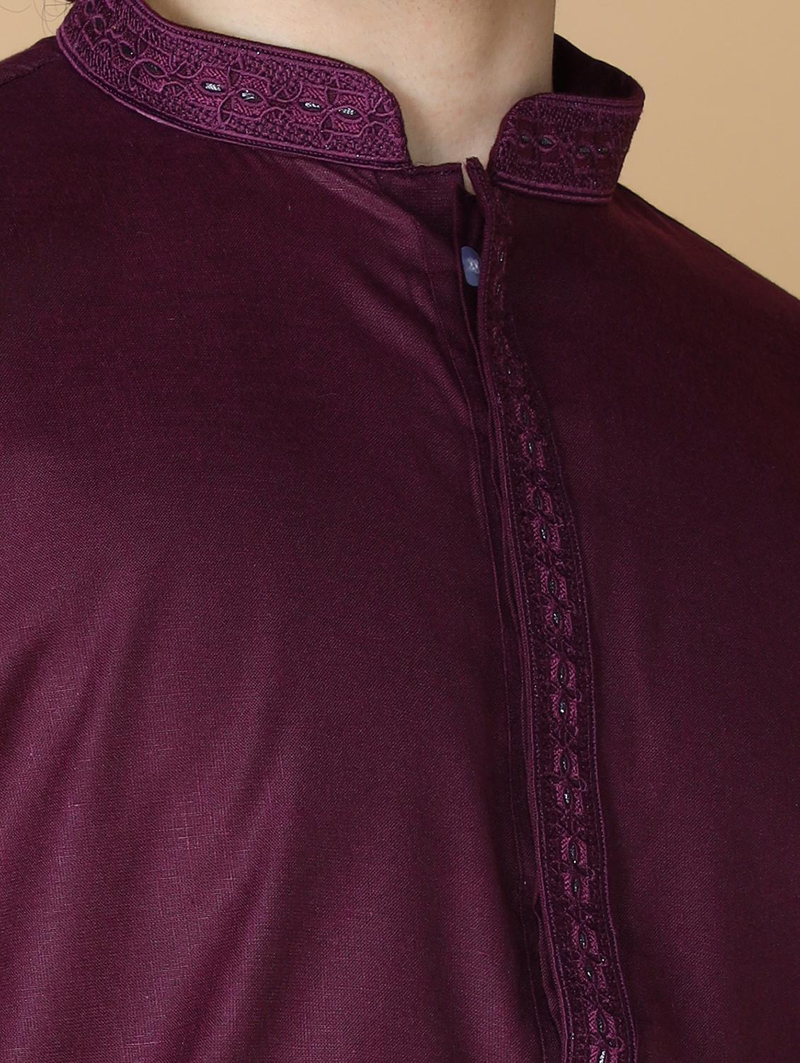purple embroidered kurta pyjama set - 19955354 - Standard Image - 5