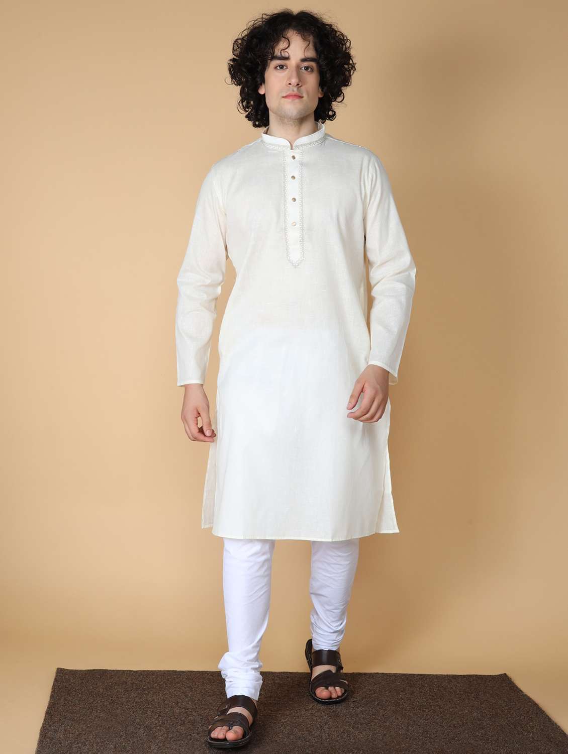 cream embroidered kurta pyjama set - 19955367 - Zoom Image - 0