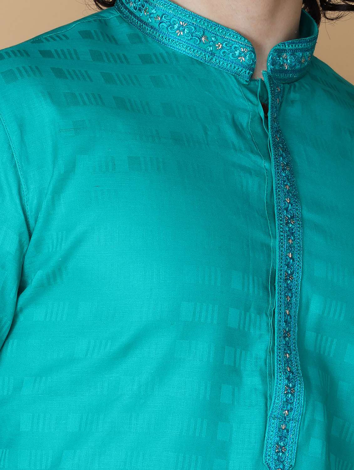 turquoise embroidered kurta pyjama set - 19955393 - Standard Image - 5