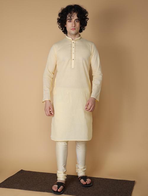cream embroidered kurta pyjama set - 19955397 -  Standard Image - 0