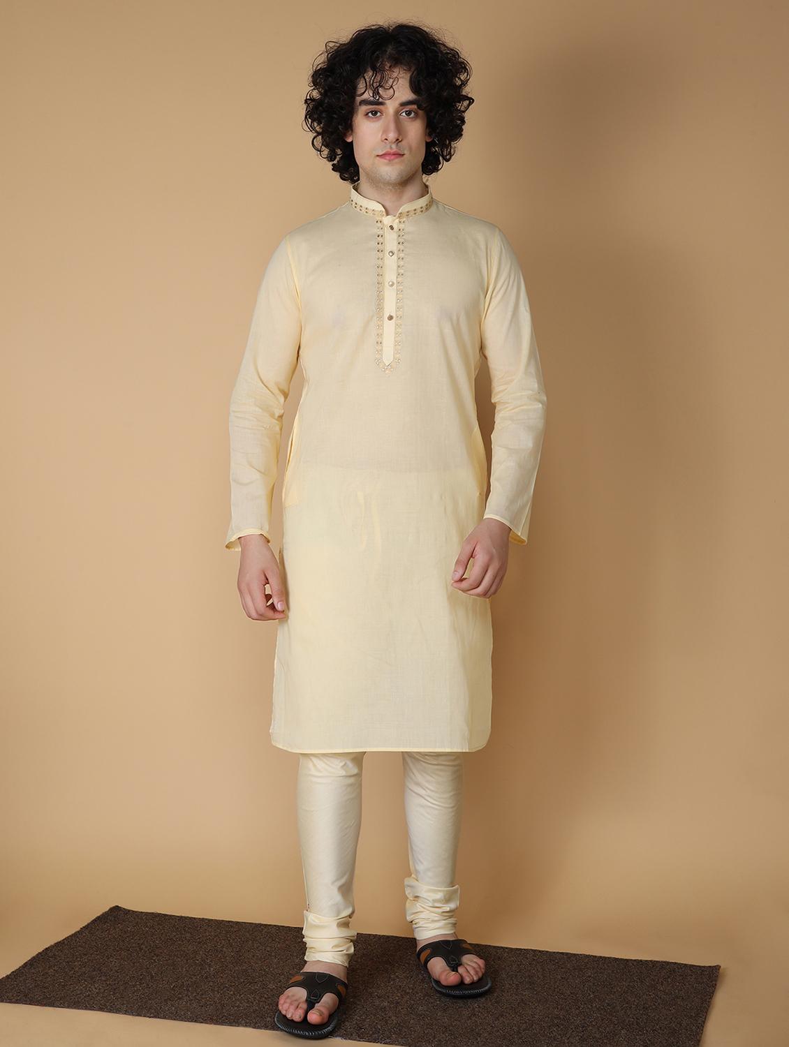 cream embroidered kurta pyjama set - 19955397 -  Zoom Image - 0