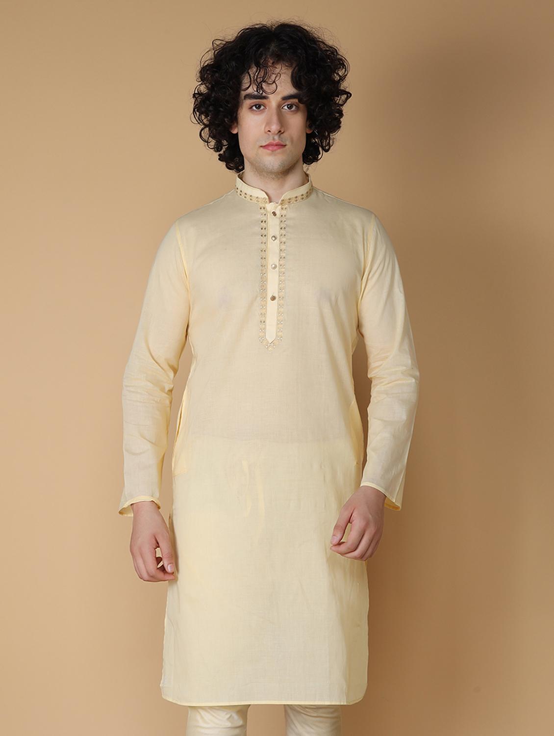 cream embroidered kurta pyjama set - 19955397 - Standard Image - 3