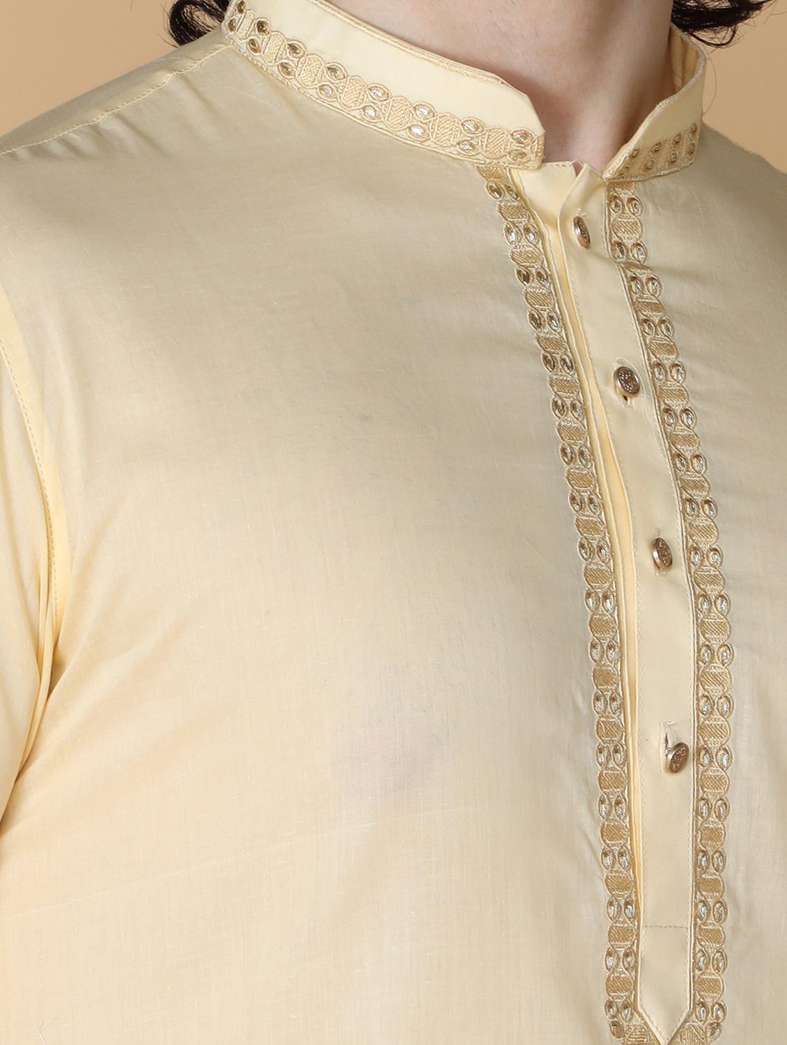 cream embroidered kurta pyjama set - 19955397 - Standard Image - 5