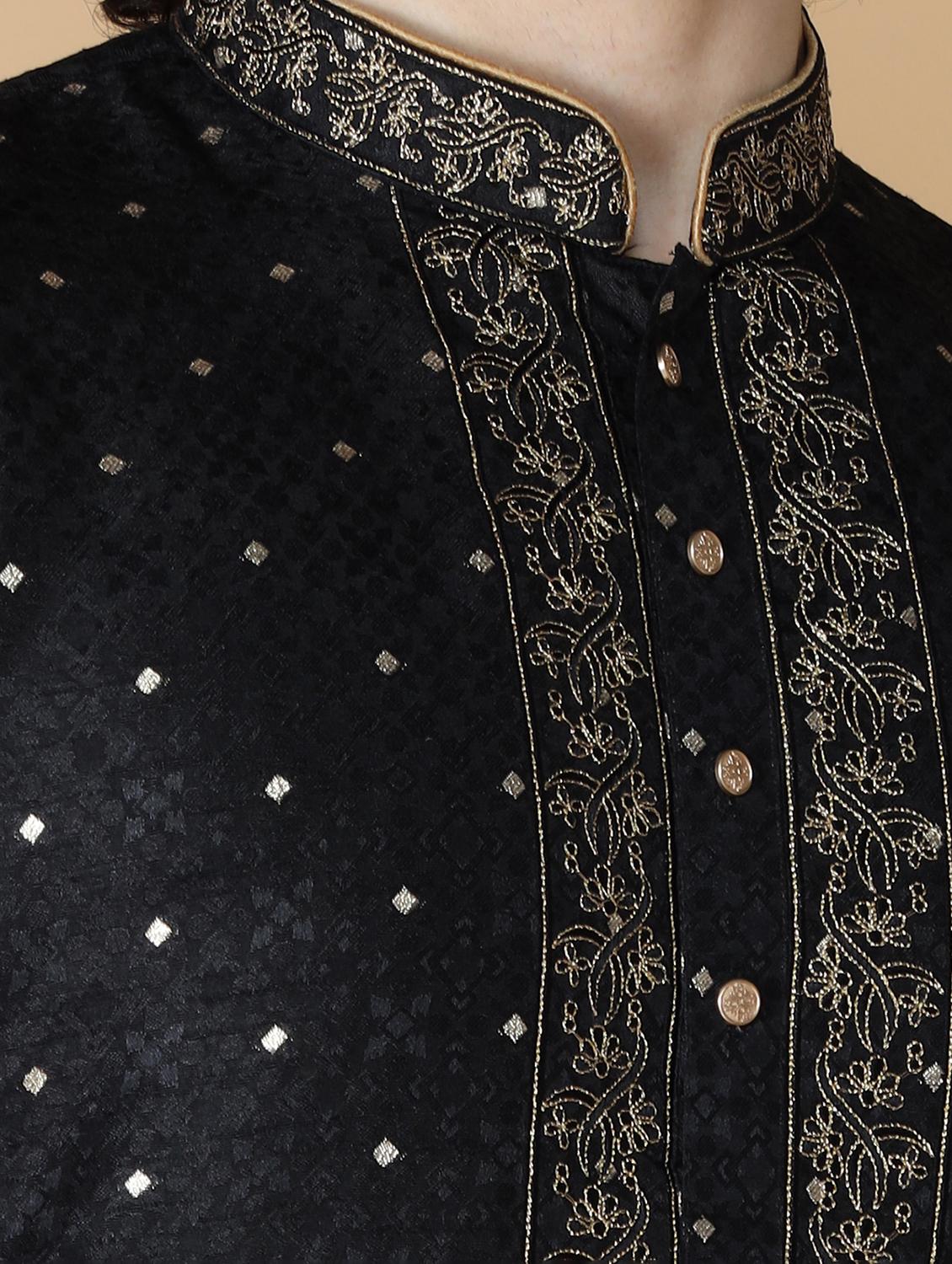 black embroidered kurta pyjama set - 19955400 - Standard Image - 5