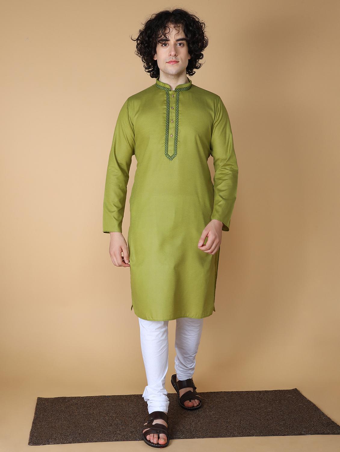 light green embroidered kurta pyjama set - 19955402 - Zoom Image - 0