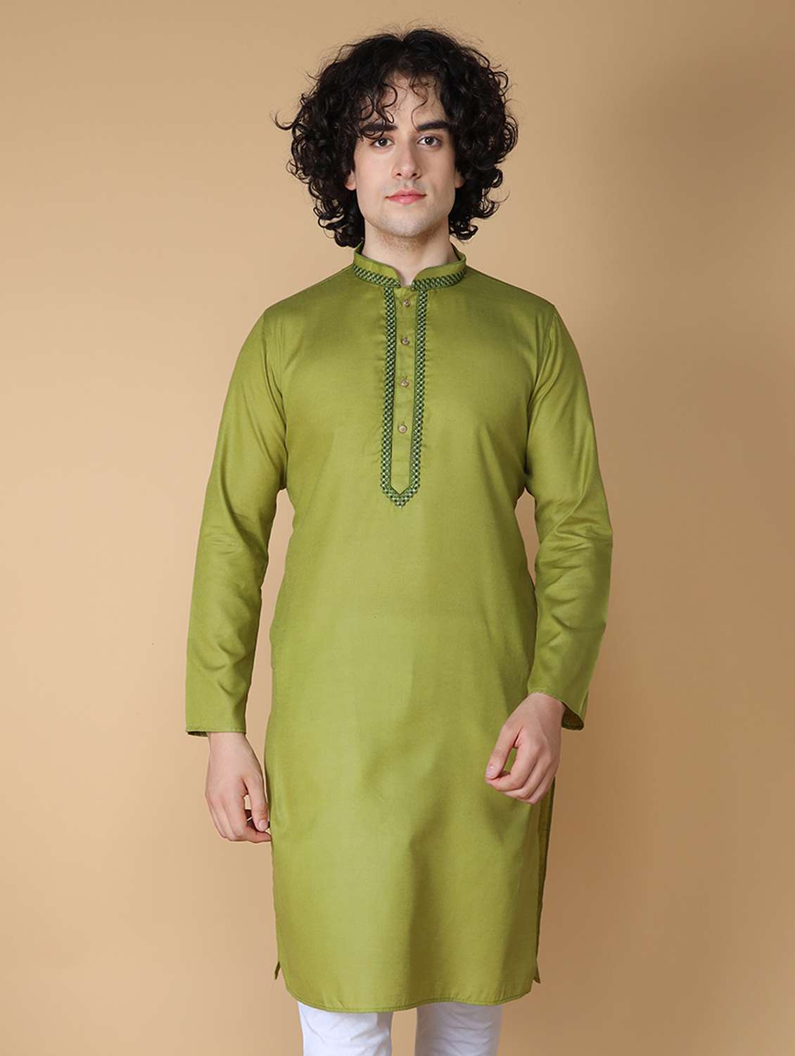 light green embroidered kurta pyjama set - 19955402 - Standard Image - 3
