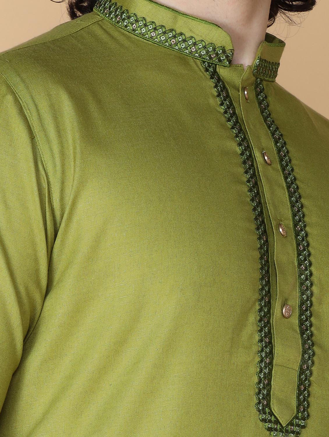 light green embroidered kurta pyjama set - 19955402 - Standard Image - 5