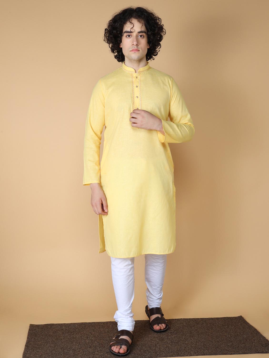 yellow embroidered kurta pyjama set - 19955415 - Zoom Image - 0