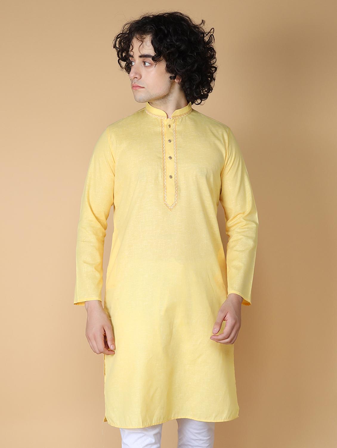 yellow embroidered kurta pyjama set - 19955415 - Standard Image - 3