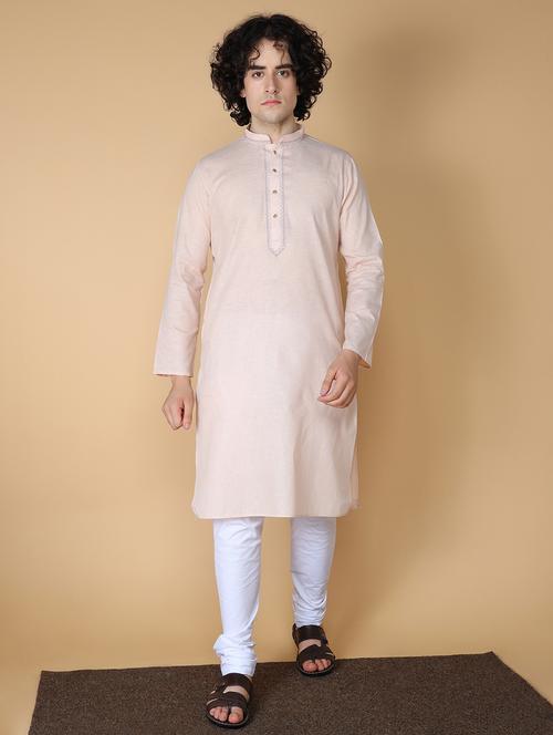 light pink embroidered kurta pyjama set - 19955416 - Standard Image - 0