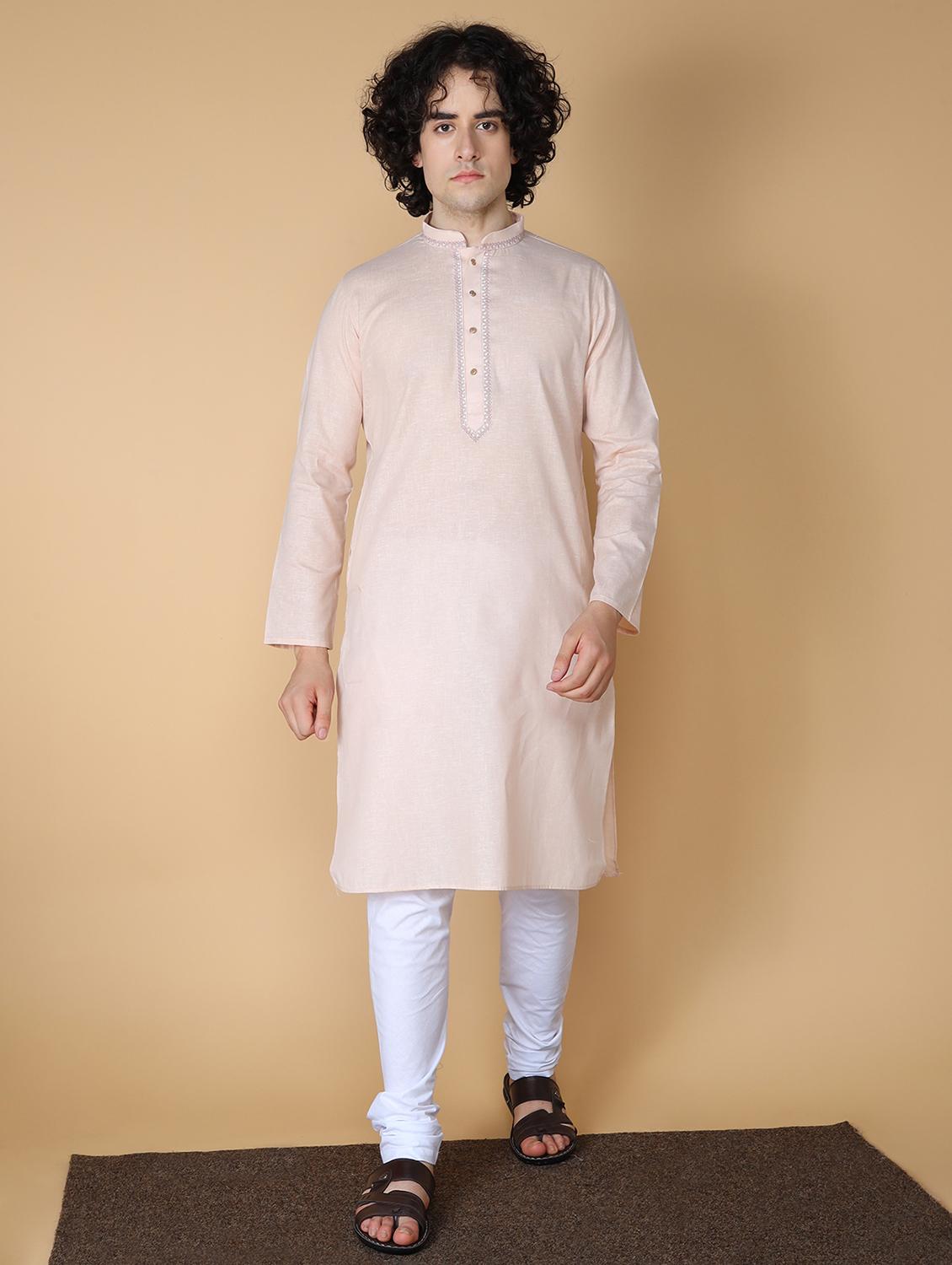 light pink embroidered kurta pyjama set - 19955416 - Zoom Image - 0