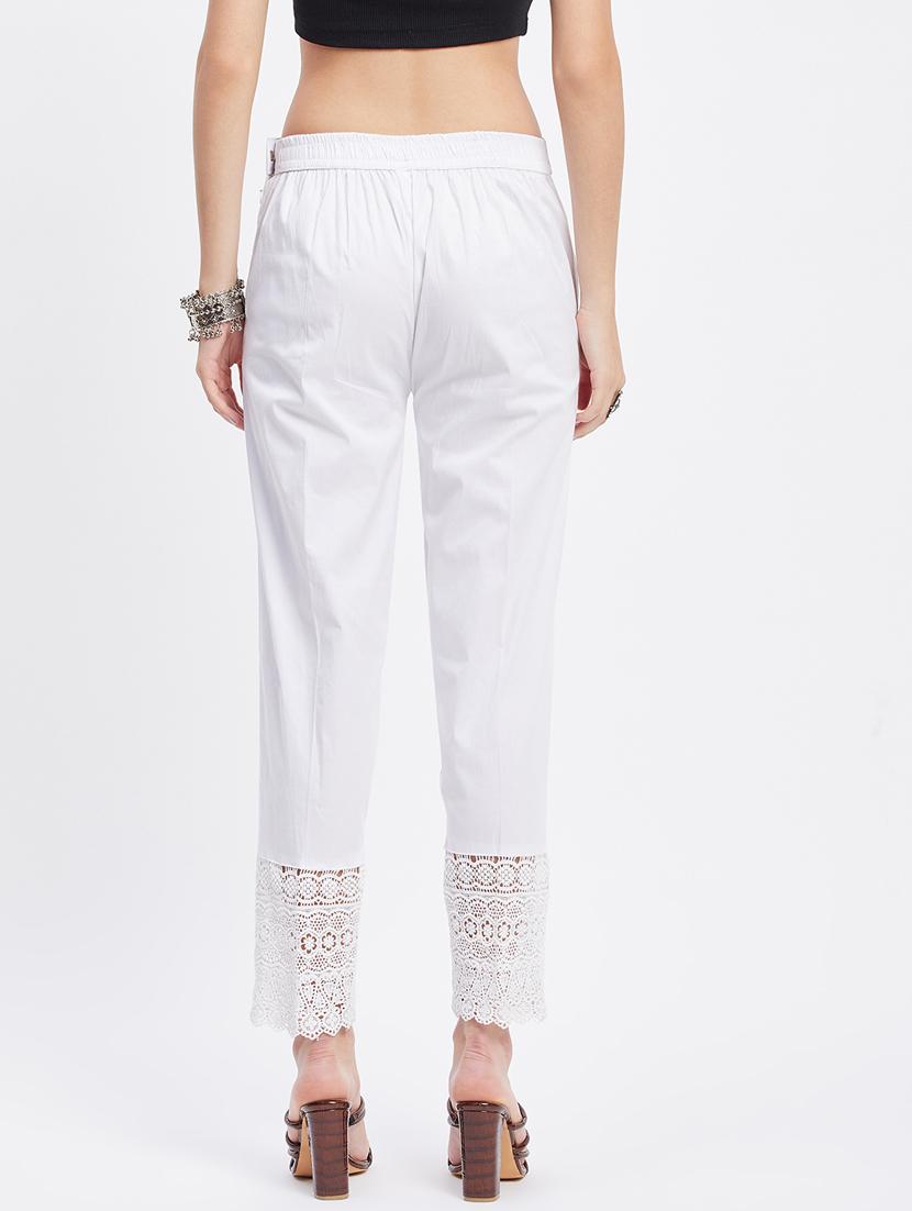 white solid mid rise ankle length trouser - 19956185 - Standard Image - 3