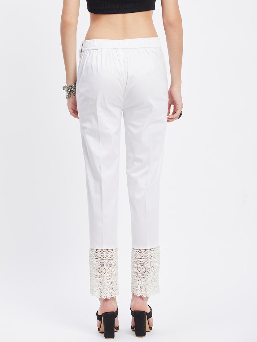 white solid mid rise ankle length trouser - 19956186 - Standard Image - 3